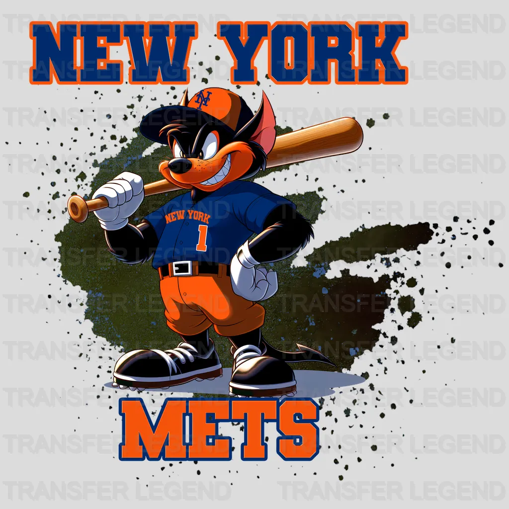New York Mets MLB Punk Skull With Mohawk & Glasses - DTF Iron On Transfer