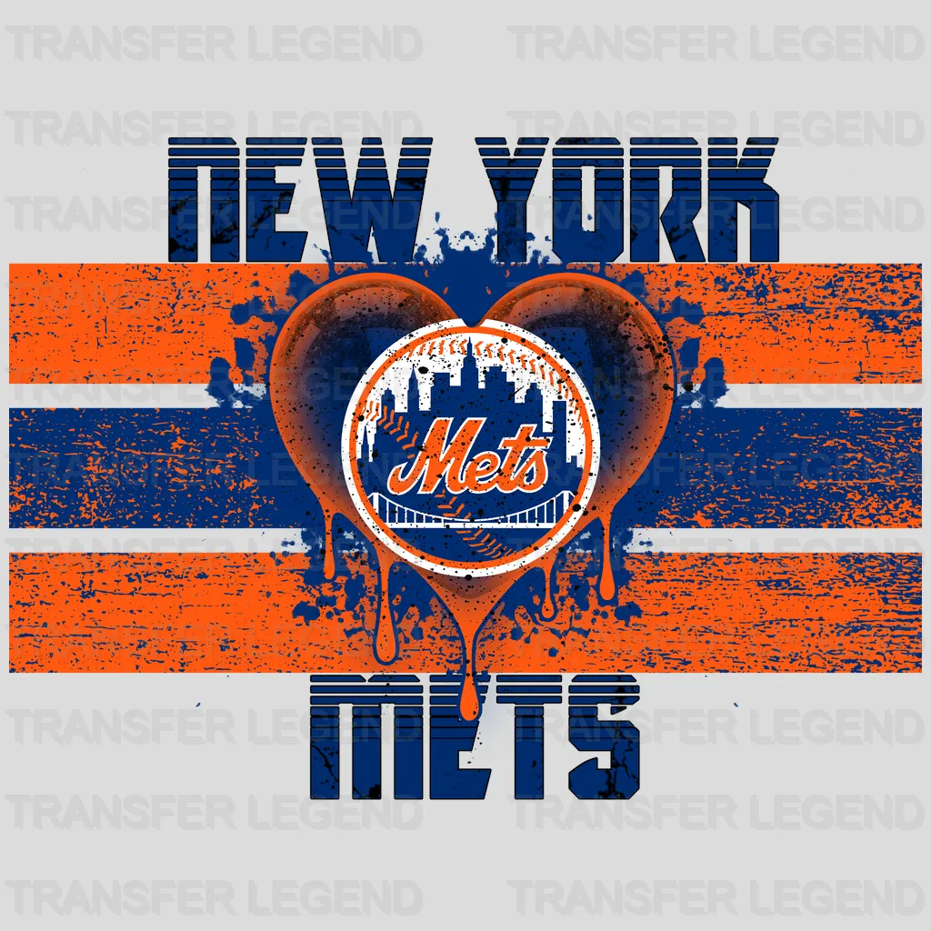 New York Mets MLB Realistic Anatomical Heart Art - DTF Iron On Transfer