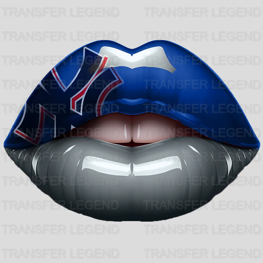 New York Yankees MLB Blue Lips & Logo Art Illustration - DTF Iron On Transfer