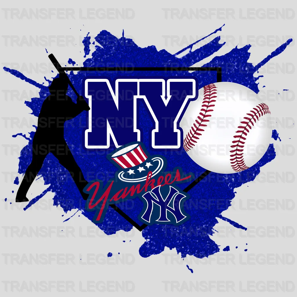 New York Yankees MLB Batter Silhouette Splash Art - DTF Iron On Transfer