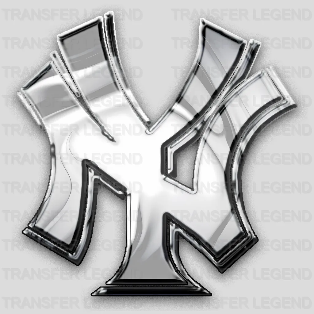 New York Yankees MLB Silver Metallic 3D Logo Emblem - DTF Iron On Transfer