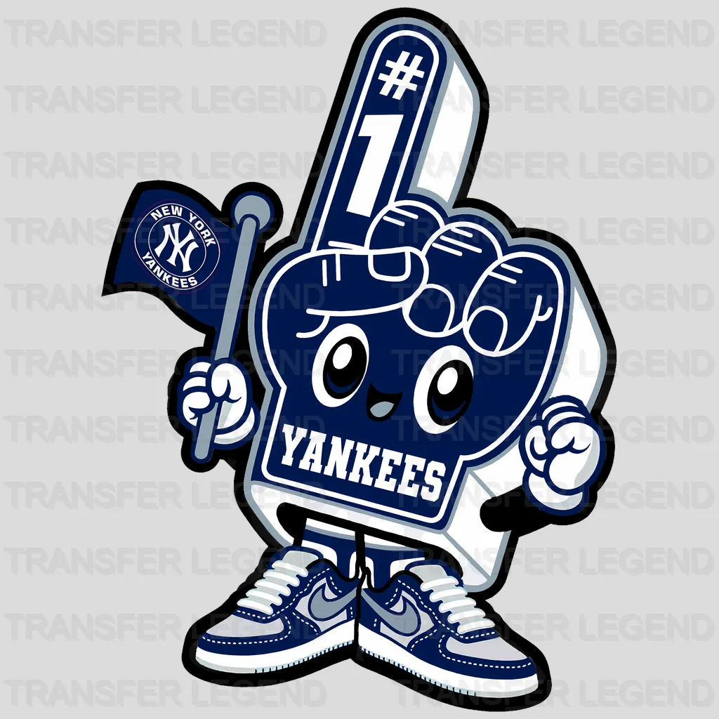 New York Yankees MLB Walking Glove Cartoon Mascot - DTF Iron On Transfer