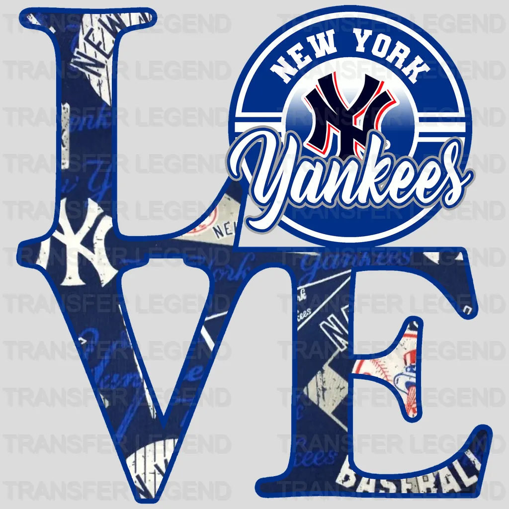 New York Yankees MLB New York Love DTF Iron On Transfer