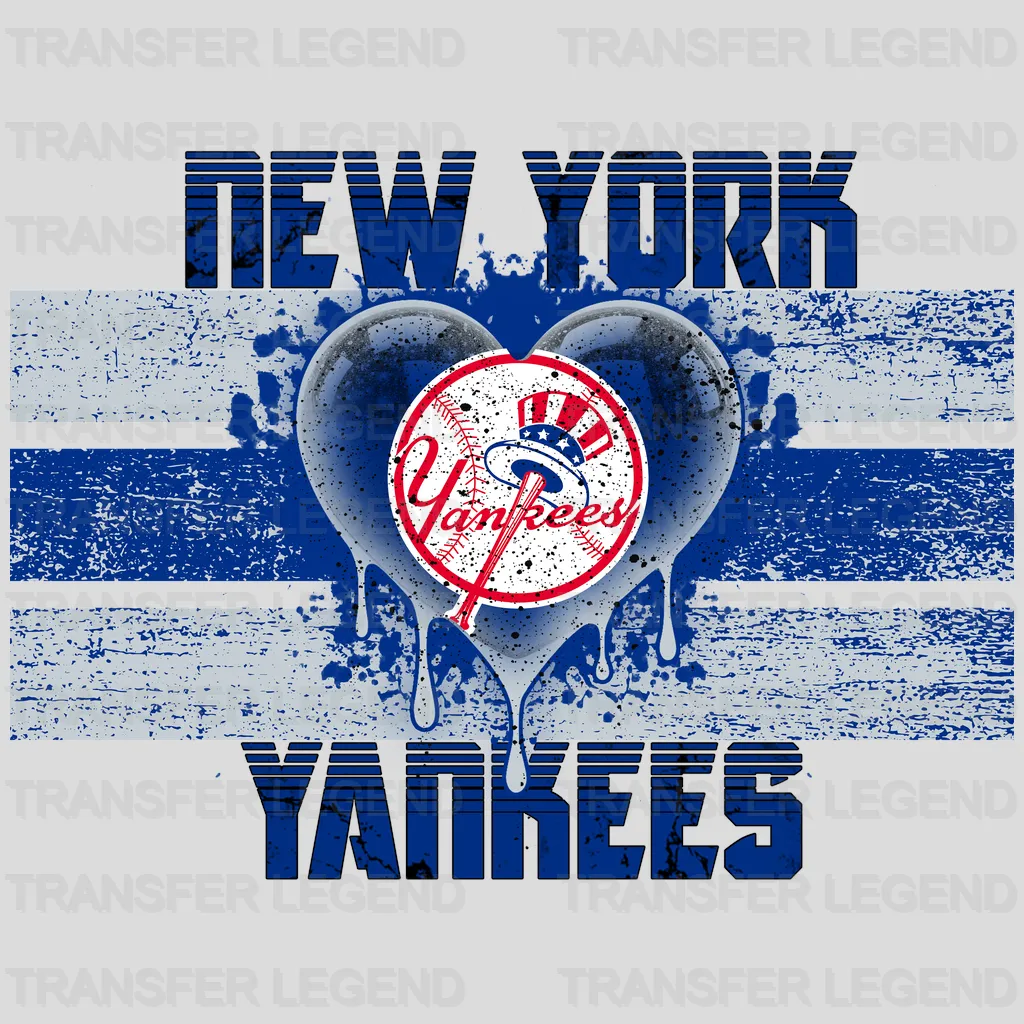 New York Yankees MLB Distressed Flag Heart Shape - DTF Iron On Transfer
