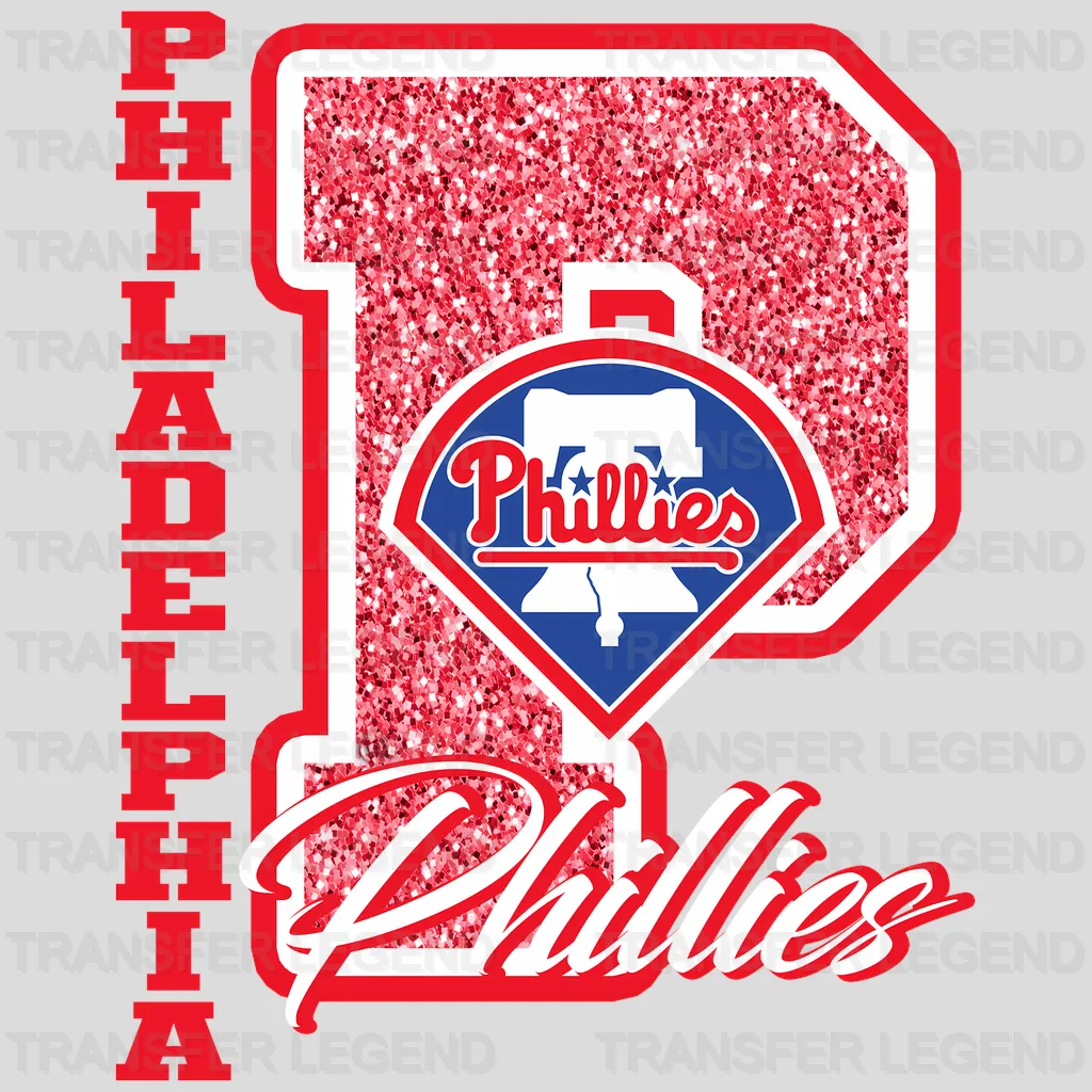 Philadelphia Phillies MLB Glitter Chenille Letter P Logo - DTF Iron On Transfer
