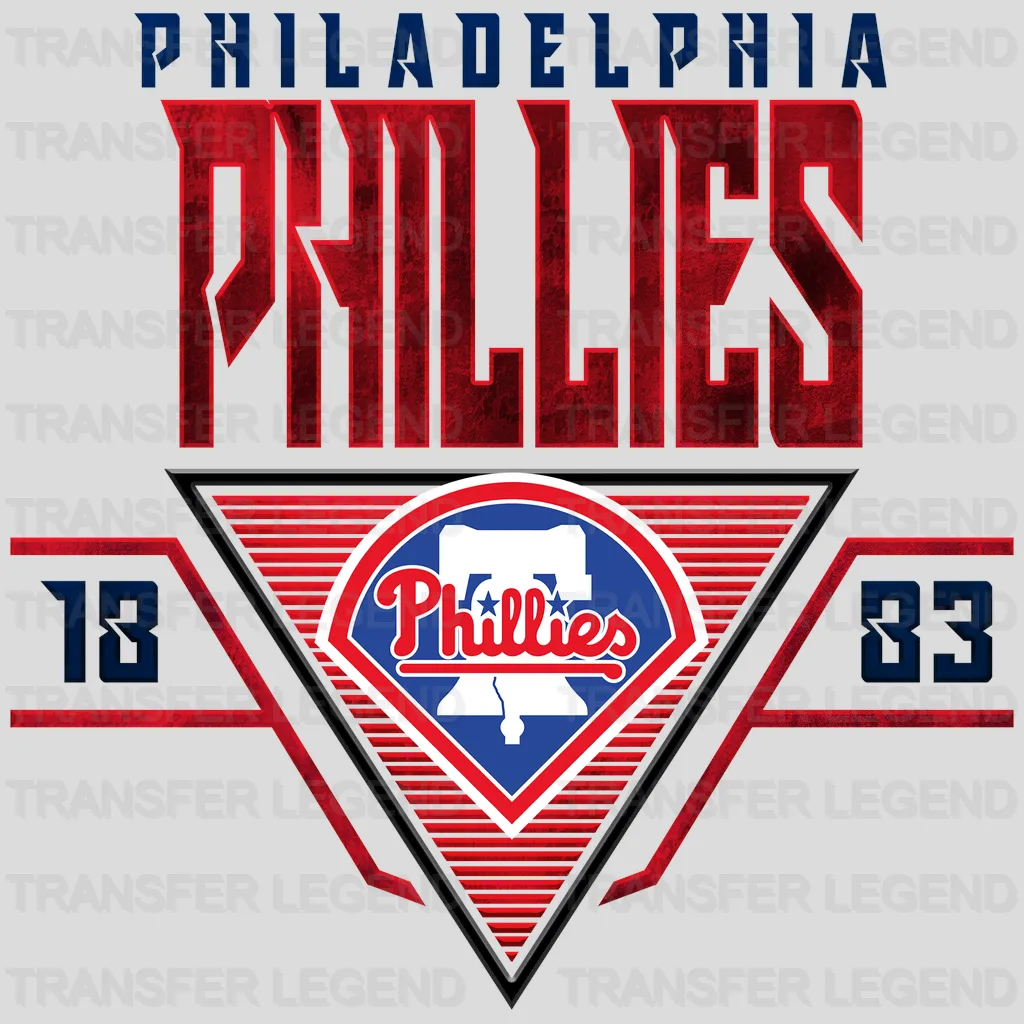 Philadelphia Phillies MLB Vintage Red Typography Pennant - DTF Iron On Transfer