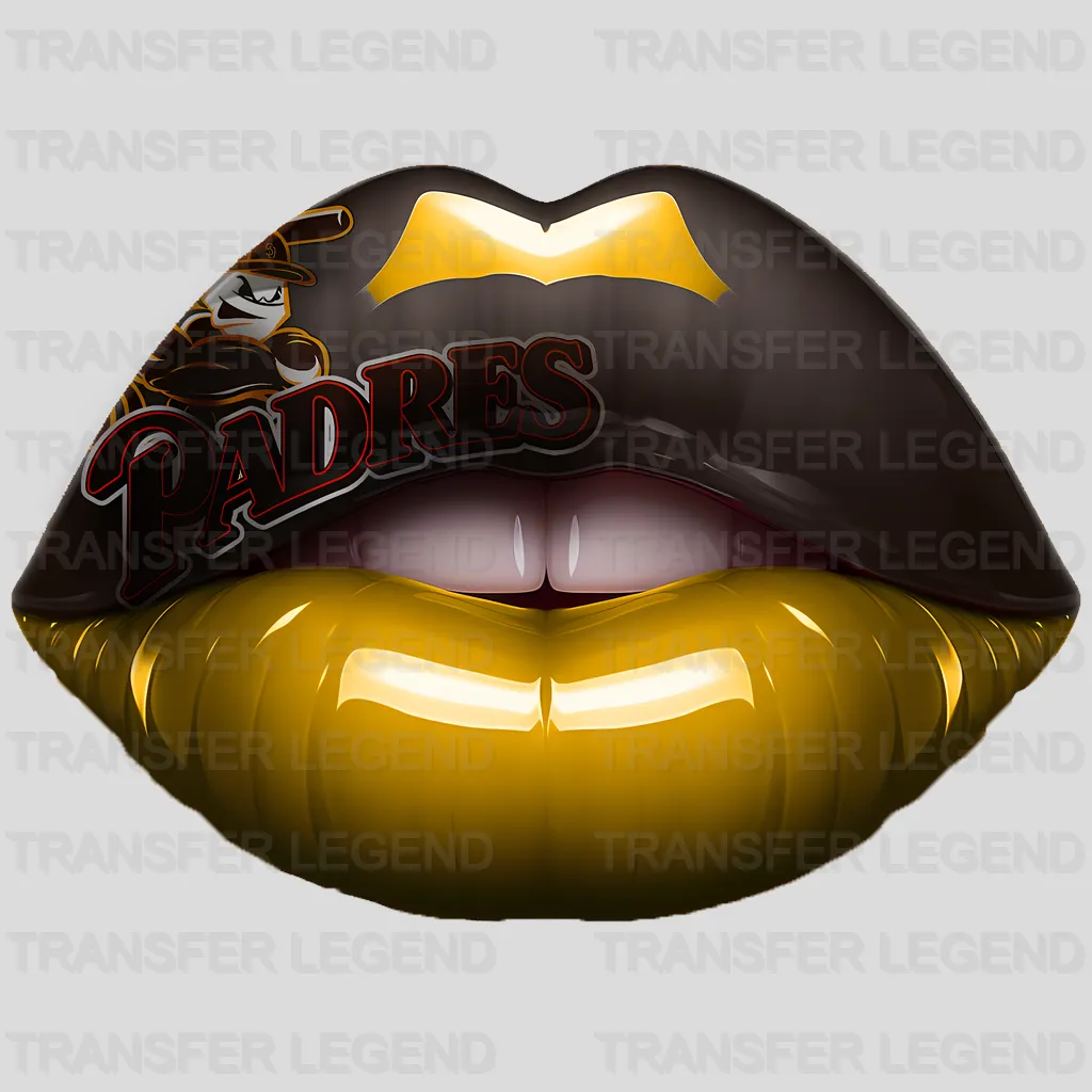San Diego Padres MLB Brown & Gold Lips Logo Art Illustration - DTF Iron On Transfer