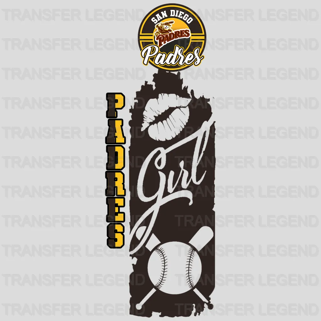 San Diego Padres MLB Vertical Bookmark Style Strip Logo - DTF Iron On Transfer