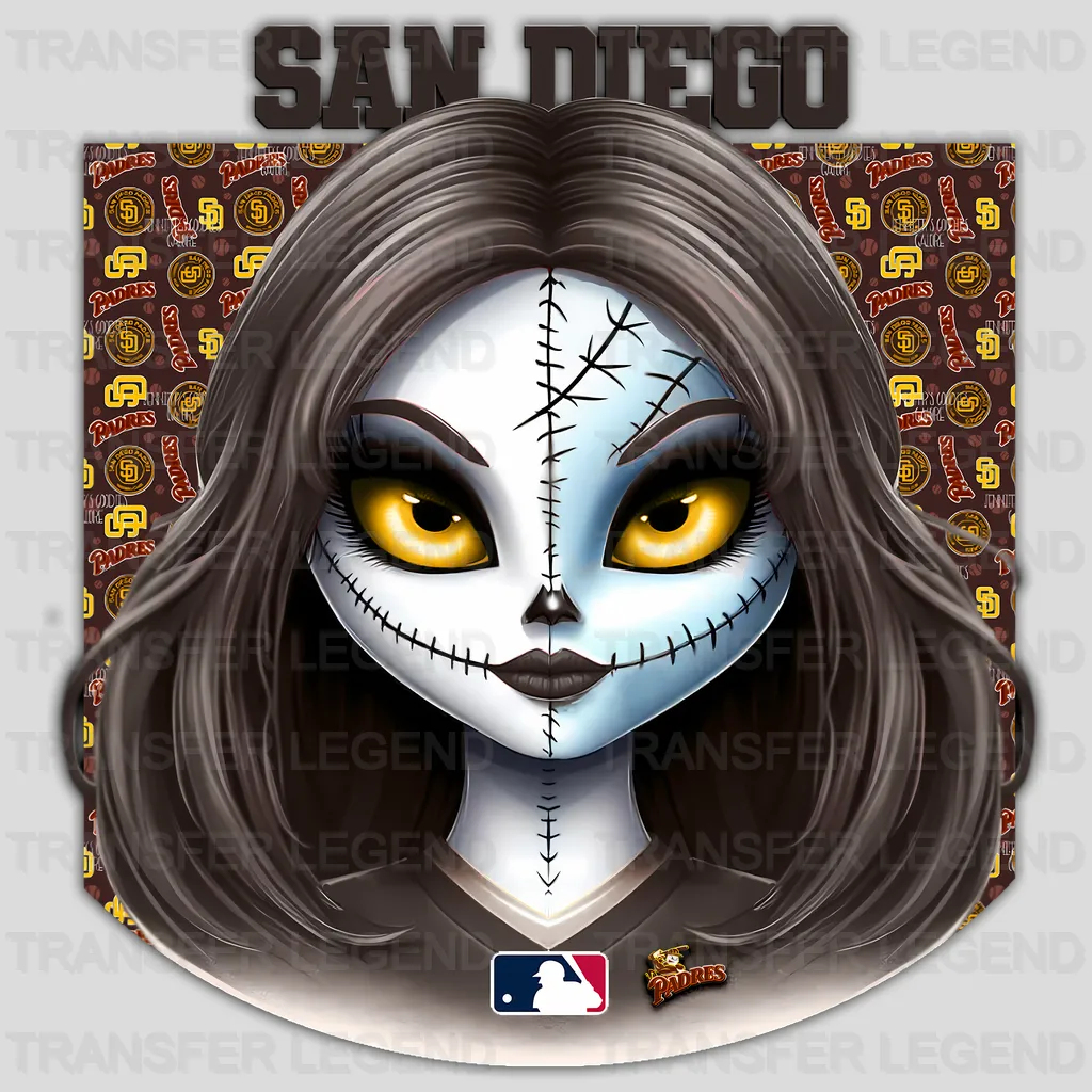 San Diego Padres MLB Gothic Girl Illustration - DTF Iron On Transfer