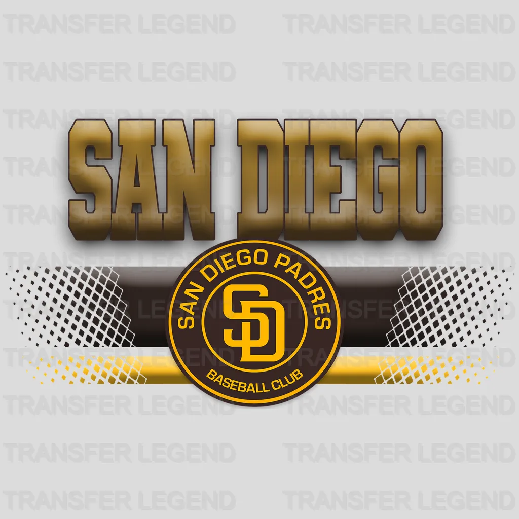 San Diego Padres MLB Metallic Bar Logo - DTF Iron On Transfer