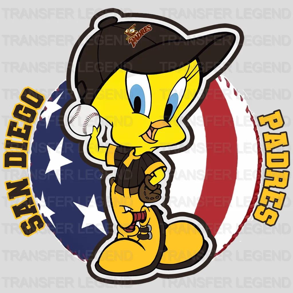 San Diego Padres MLB Tweety Bird Cartoon Character - DTF Iron On Transfer