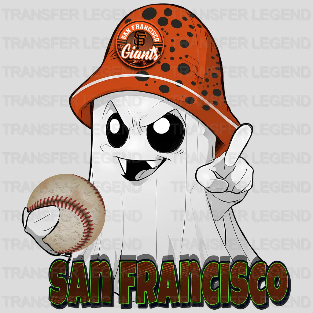 San Francisco Giants MLB Cute Ghost With Hat Halloween - DTF Iron On Transfer