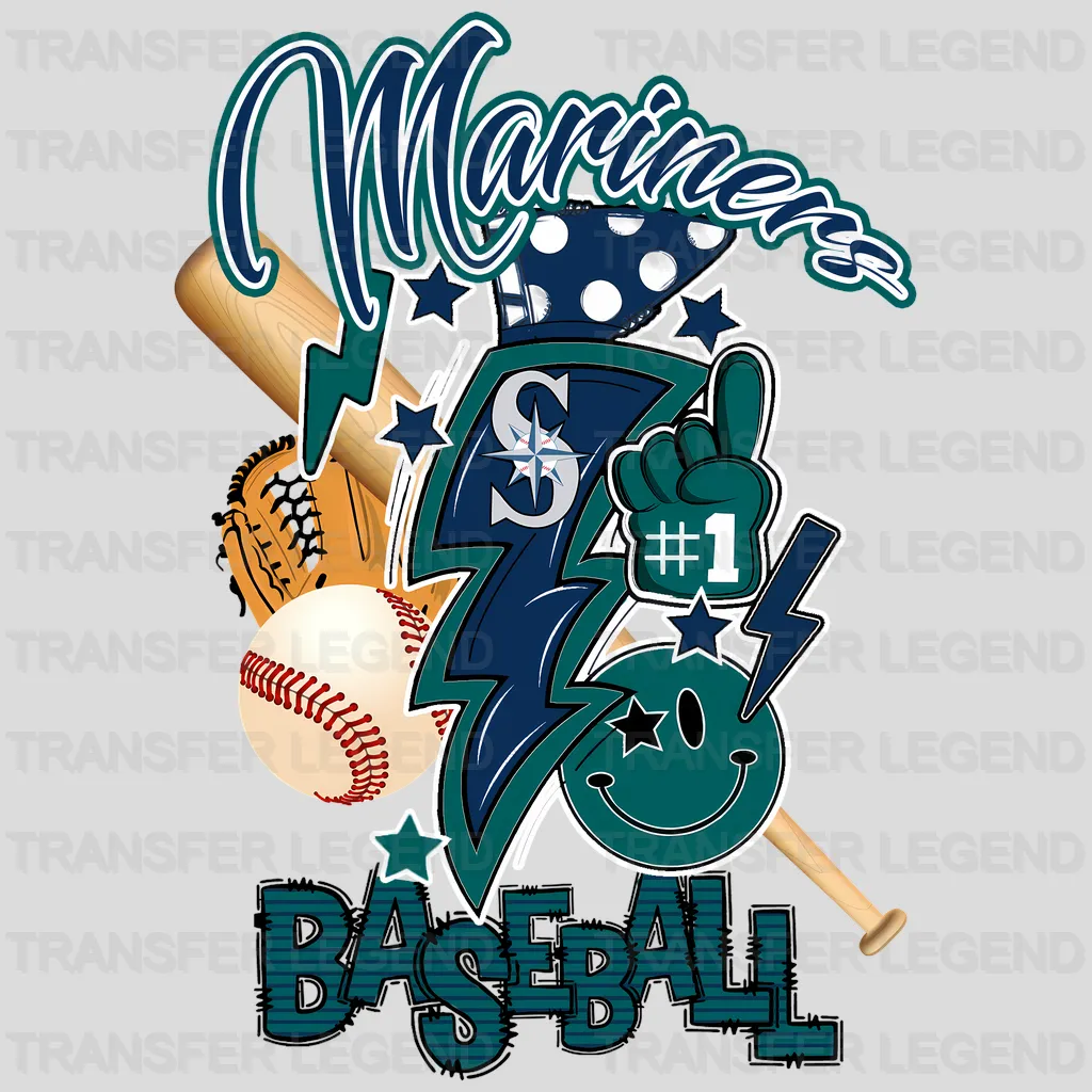 Seattle Mariners MLB Gear Composition - DTF Iron On Transfer