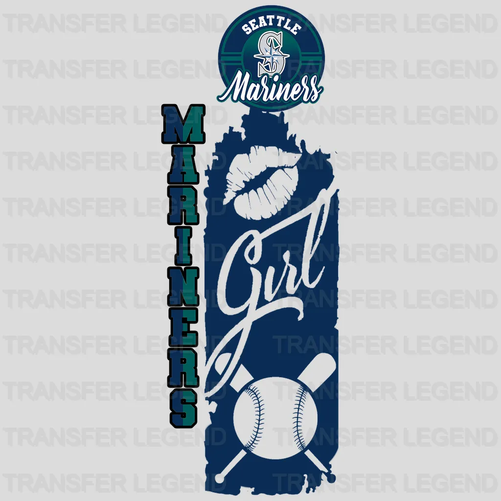 Seattle Mariners MLB Vertical Bookmark Style Strip Logo - DTF Iron On Transfer