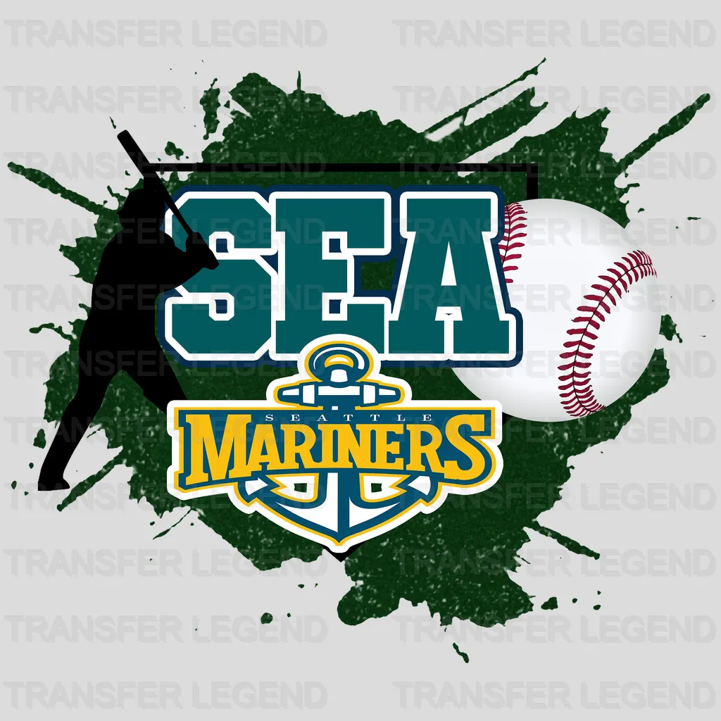 Seattle Mariners MLB Action Player Sea Logo Splash Art - DTF Iron On Transfer