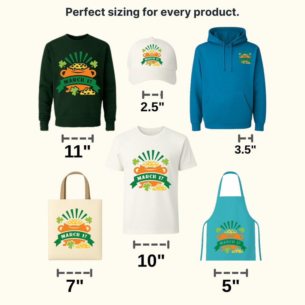 March 17 Gold Pot St. Patrick's Day Design - DTF heat transfer - transferlegend