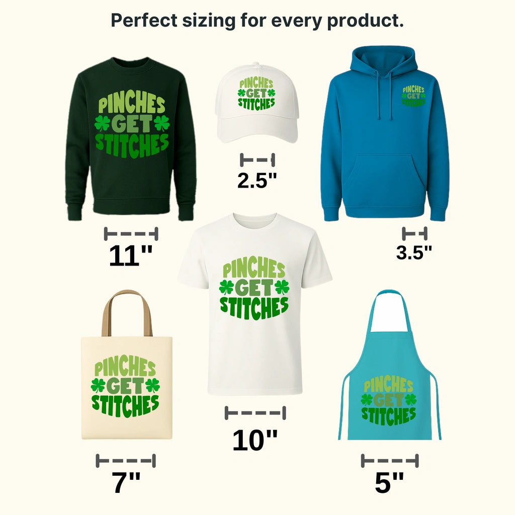 Pinches Get Stitches St. Patrick's Day Design - DTF heat transfer - transferlegend