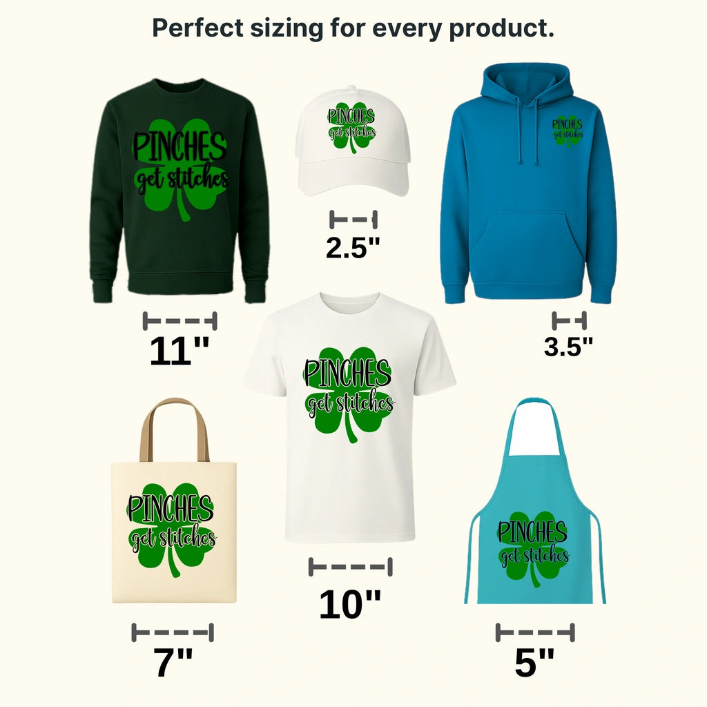 Pinches Get Stitches St. Patrick's Day Design - DTF heat transfer - transferlegend