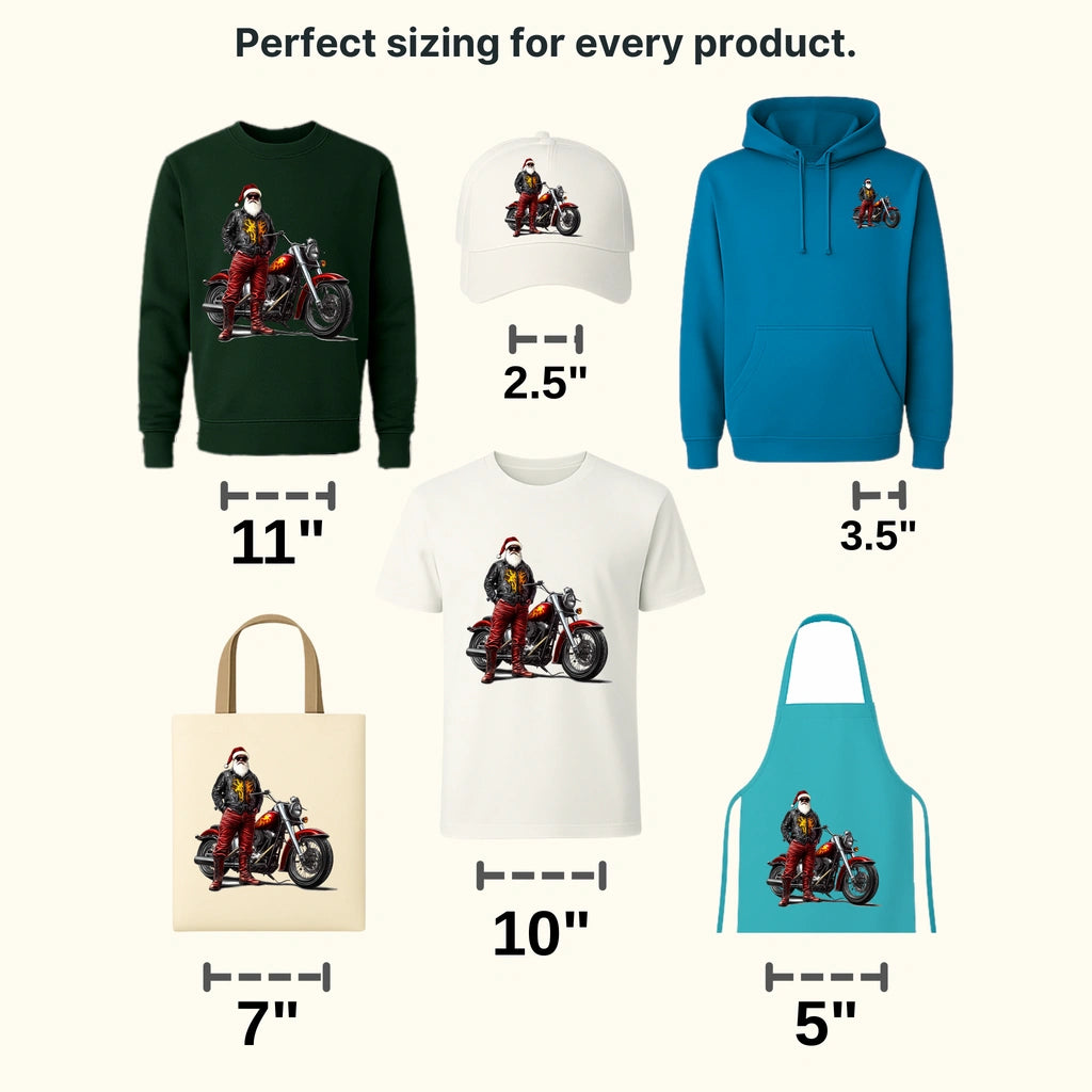 Red Bike Santa Claus Design - DTF Heat Transfer - transferlegend