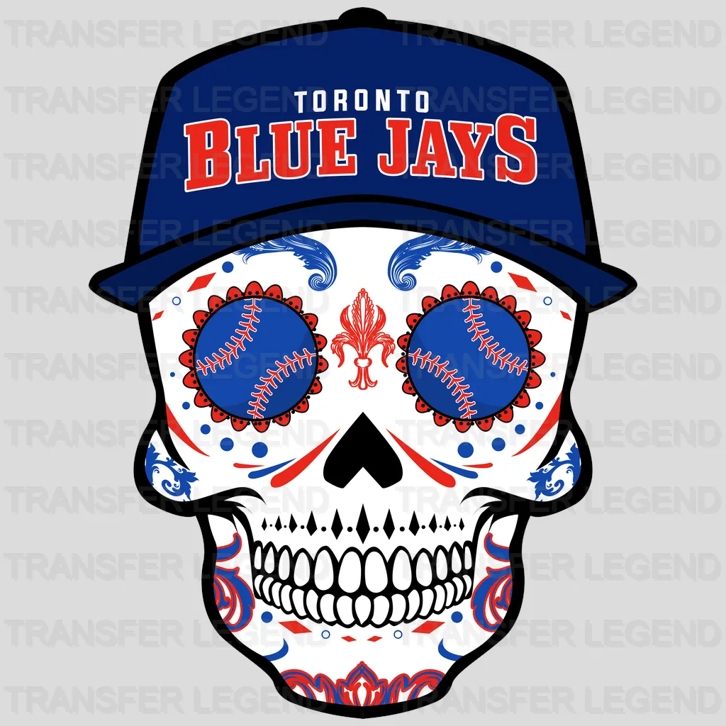 Toronto Blue Jays MLB Sugar Skull With Cap Illustration - DTF Iron On Transfer