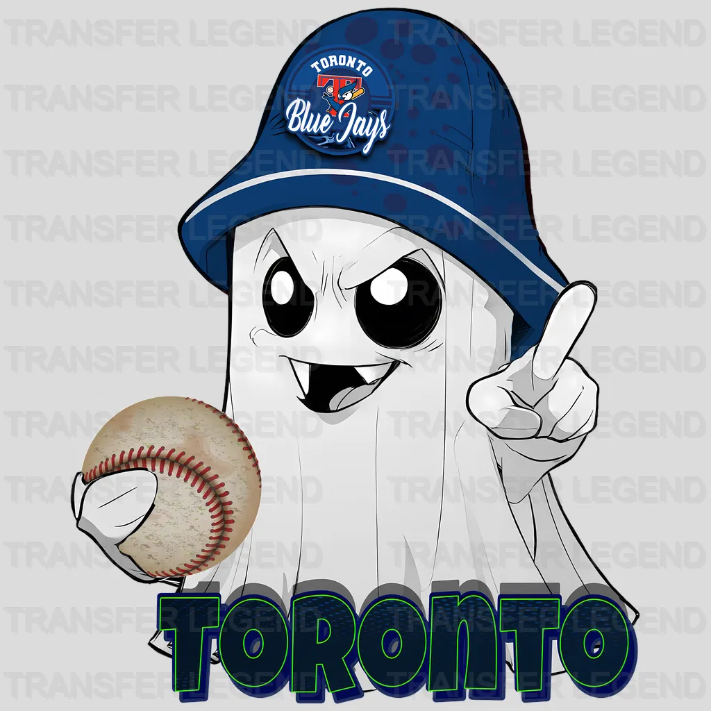 Toronto Blue Jays MLB Cute Ghost With Hat Halloween - DTF Iron On Transfer