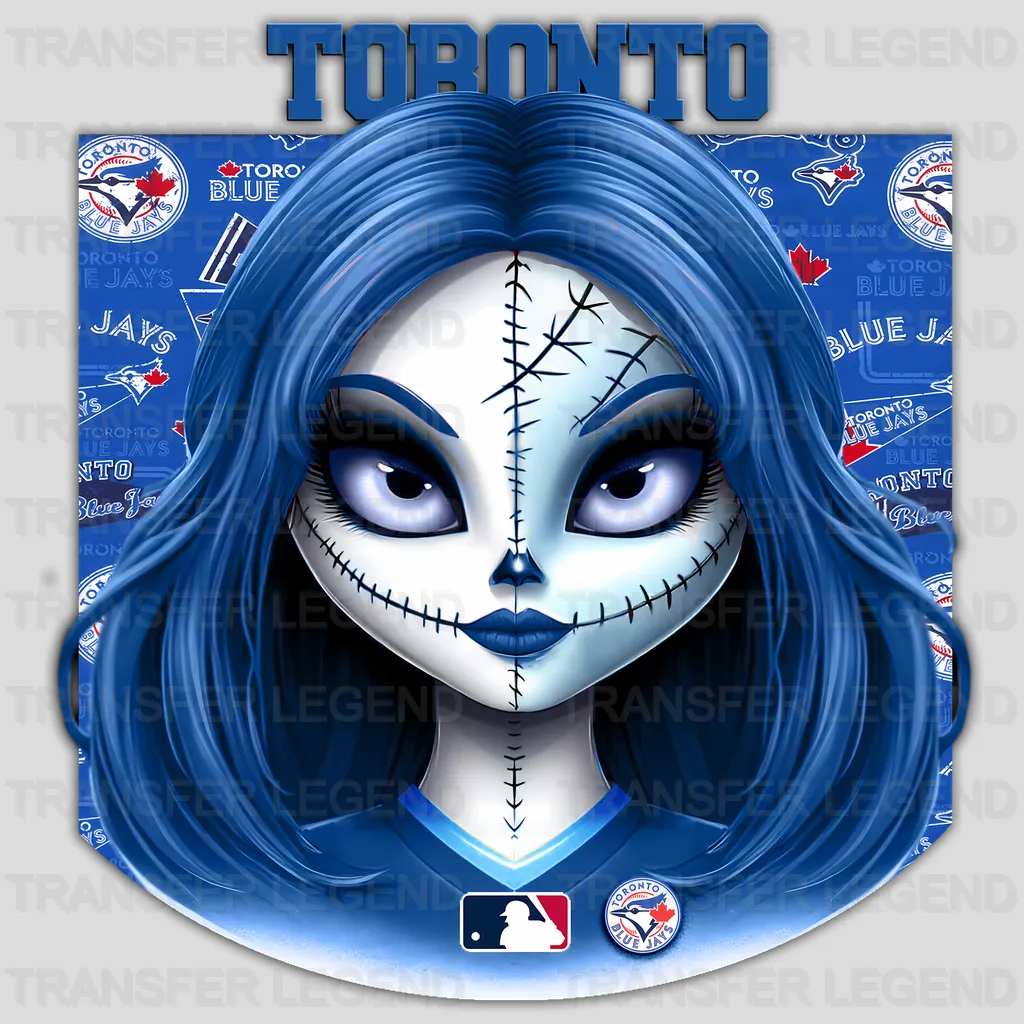 Toronto Blue Jays MLB Blue Hair Gothic Girl Illustration - DTF Iron On Transfer