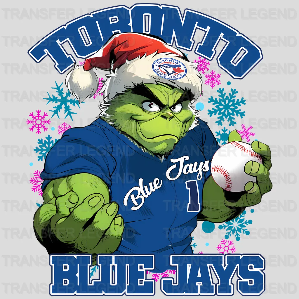 Toronto Blue Jays MLB Grinch Christmas Santa Hat Art - DTF Iron On Transfer