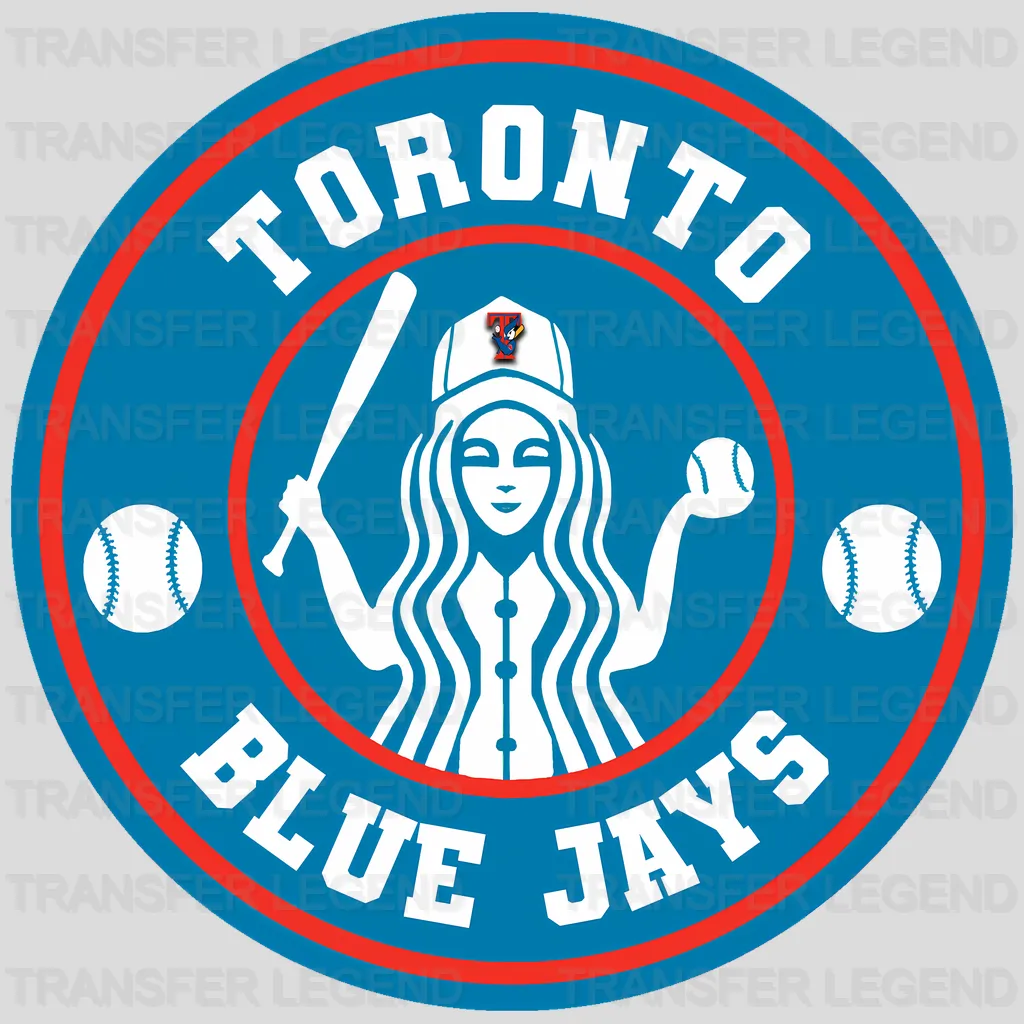 Toronto Blue Jays MLB Circle Badge Girl Silhouette Logo - DTF Iron On Transfer