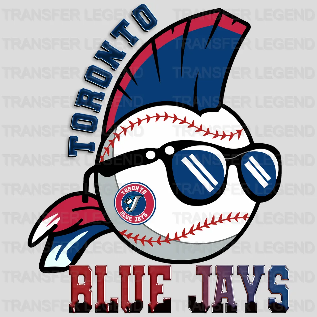 Toronto Blue Jays MLB Punk Skull With Mohawk & Glasses - DTF Iron On Transfer