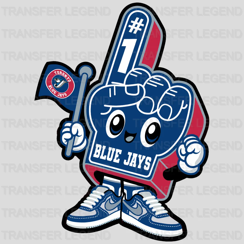 Toronto Blue Jays MLB Mascot With Foam Finger Cartoon - DTF Iron On Transfer