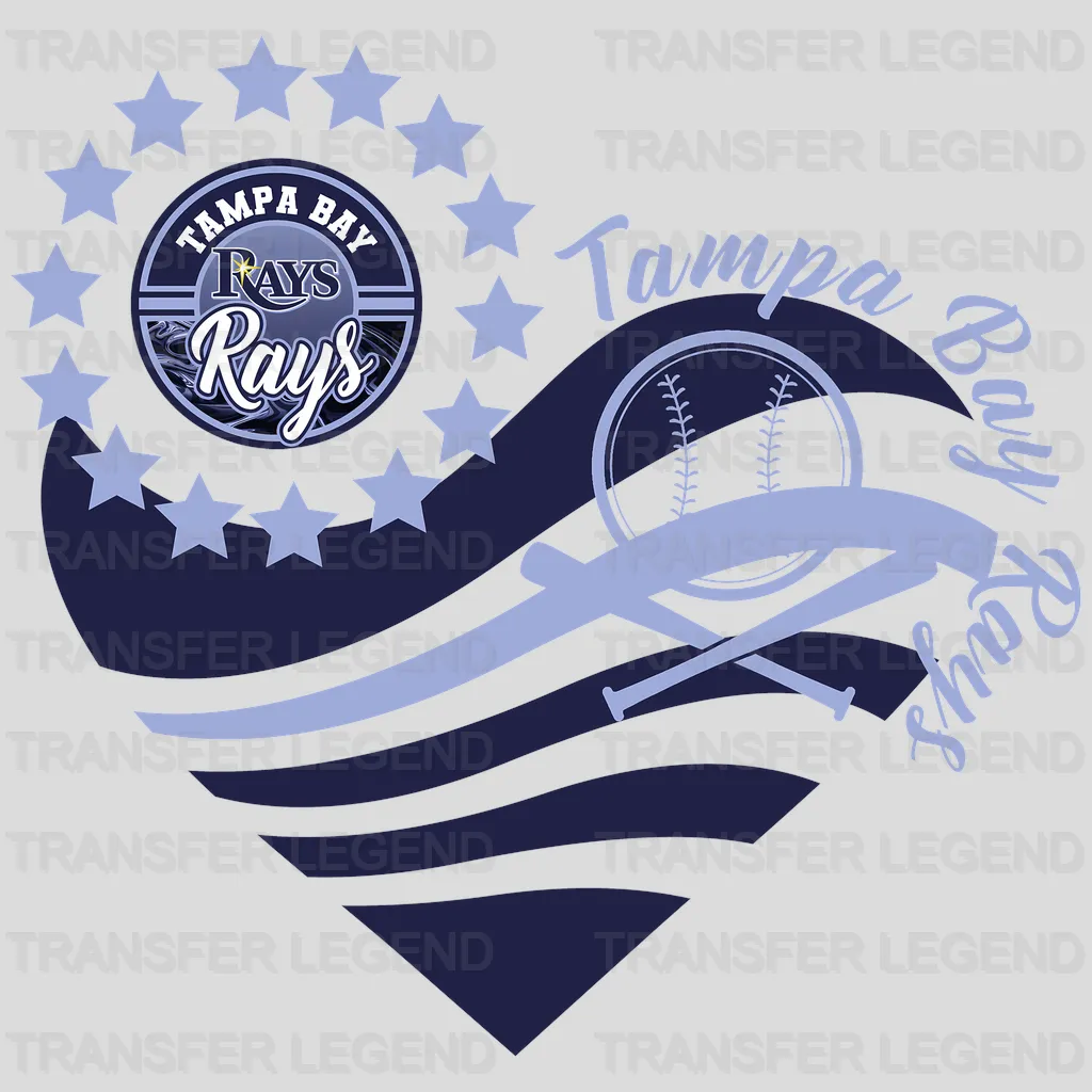 Tampa Bay Rays MLB Heart Shape Road Graphic Art - DTF Iron On Transfer