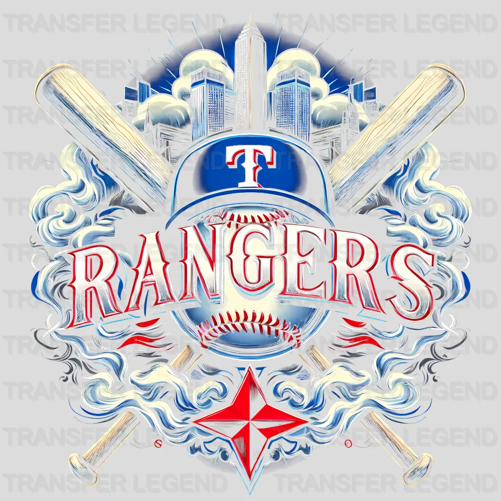Texas Rangers MLB Red & Blue Lips Logo Art Illustration - DTF Iron On Transfer