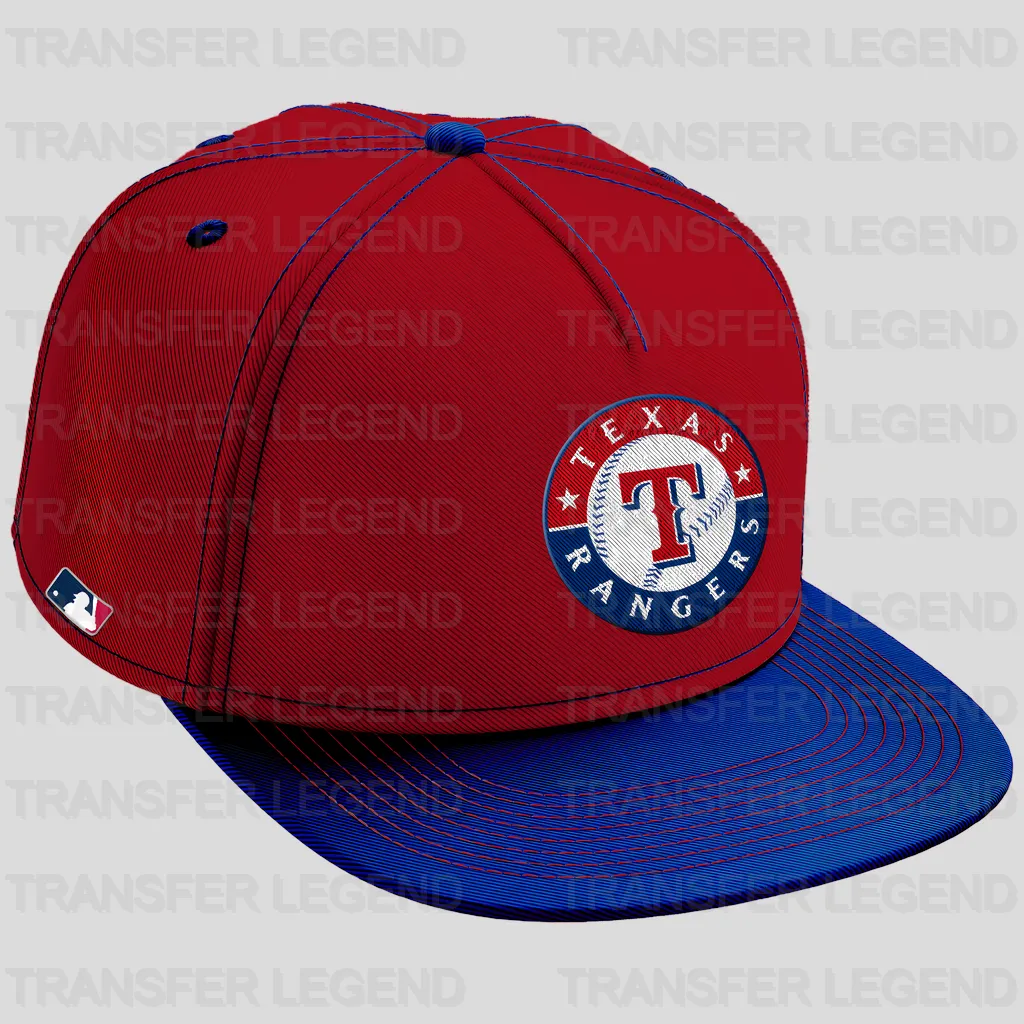 Texas Rangers MLB Realistic Red & Blue Cap Mockup - DTF Iron On Transfer