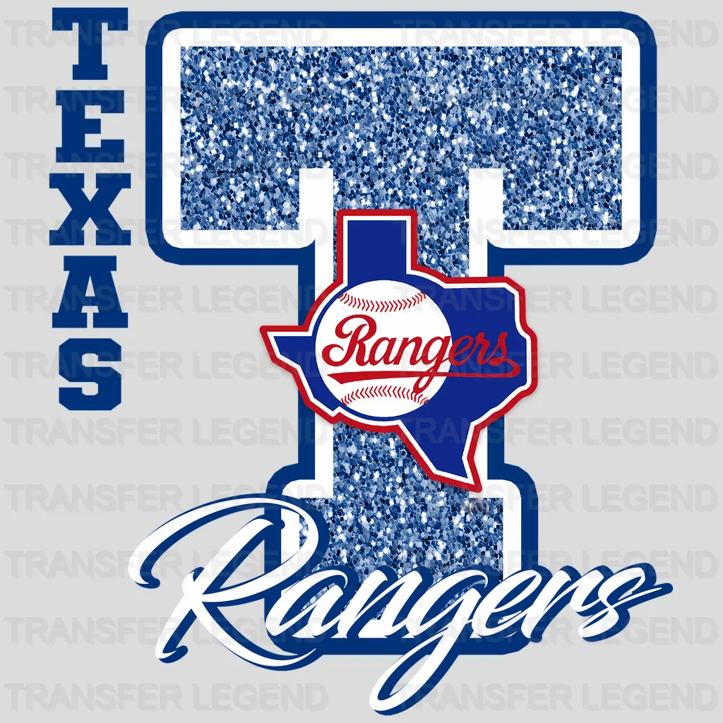 Texas Rangers MLB Glitter Chenille Letter T Logo - DTF Iron On Transfer