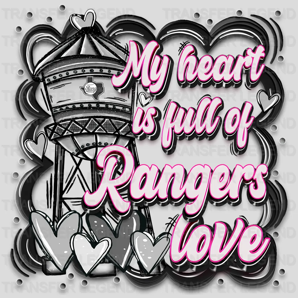Texas Rangers MLB My Heart Is Full DTF Iron On Transfer