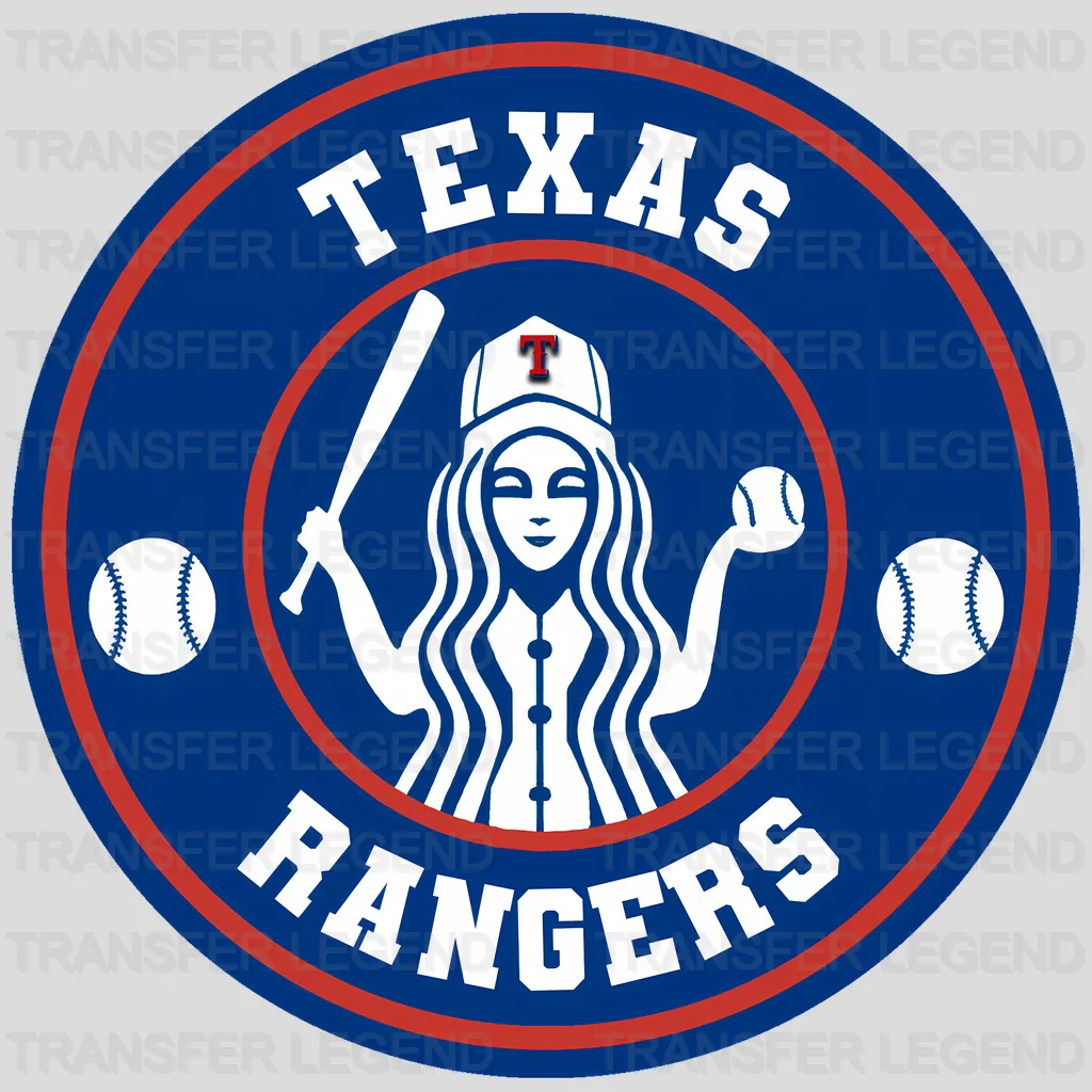 Texas Rangers MLB Circle Badge Girl Silhouette Logo - DTF Iron On Transfer