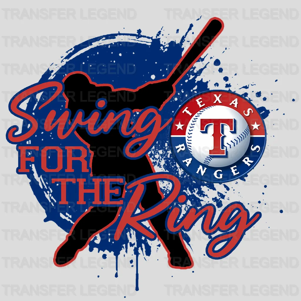 Texas Rangers MLB Swing For The Ring DTF Iron On Transfer