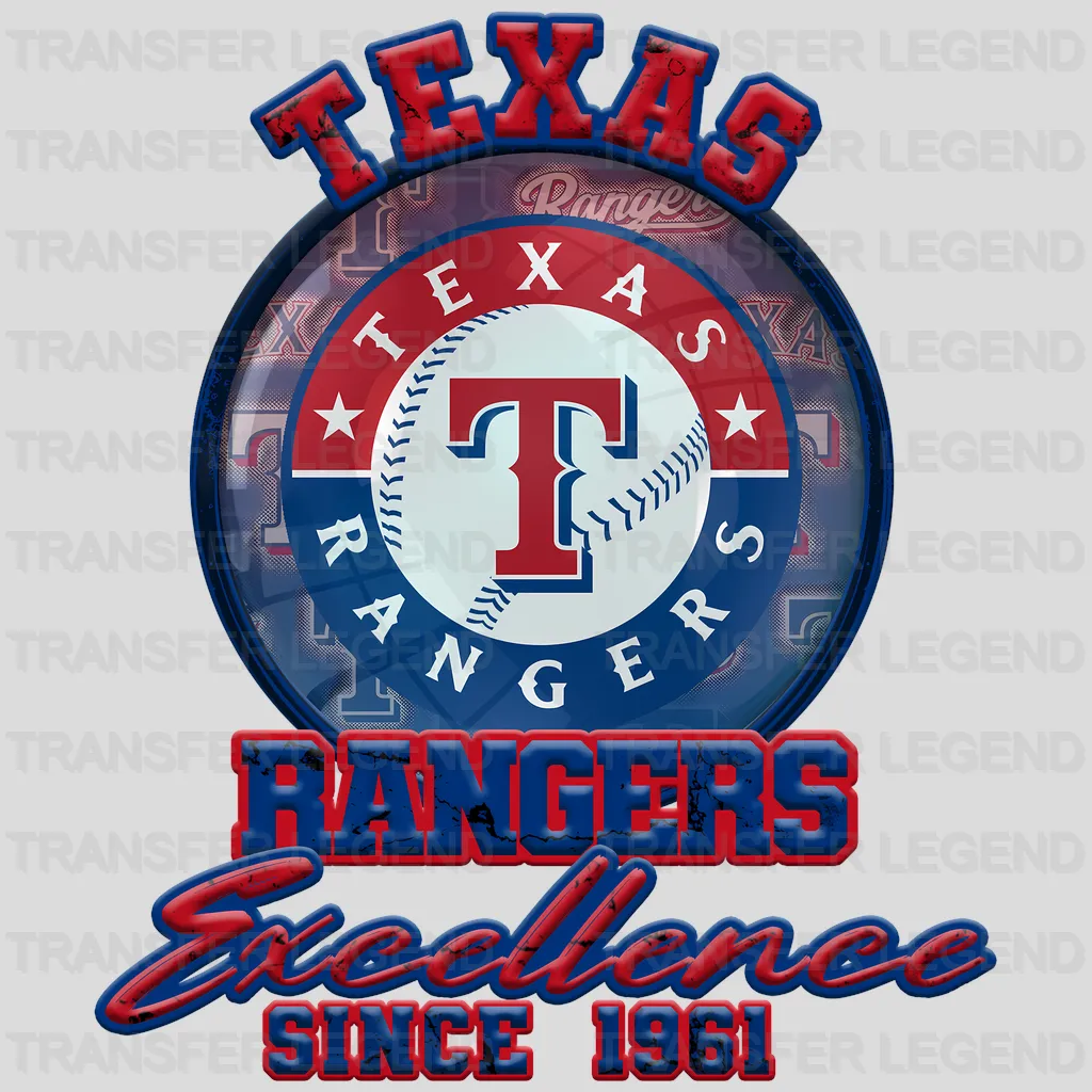Texas Rangers MLB Excellence Since 1961 DTF Iron On Transfer