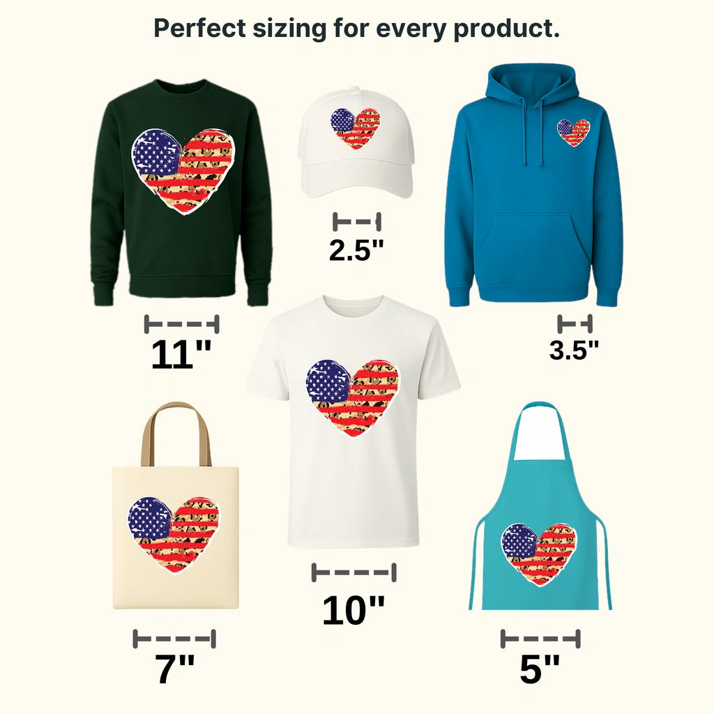 Hearth Shape American Flag with Leopard Pattern DTF Transfer - transferlegend