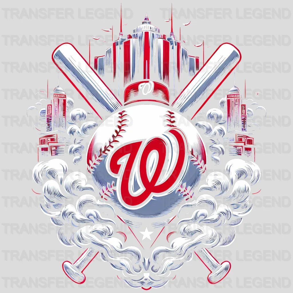 Washington Nationals MLB Crossed Bats Shield Emblem - DTF Iron On Transfer