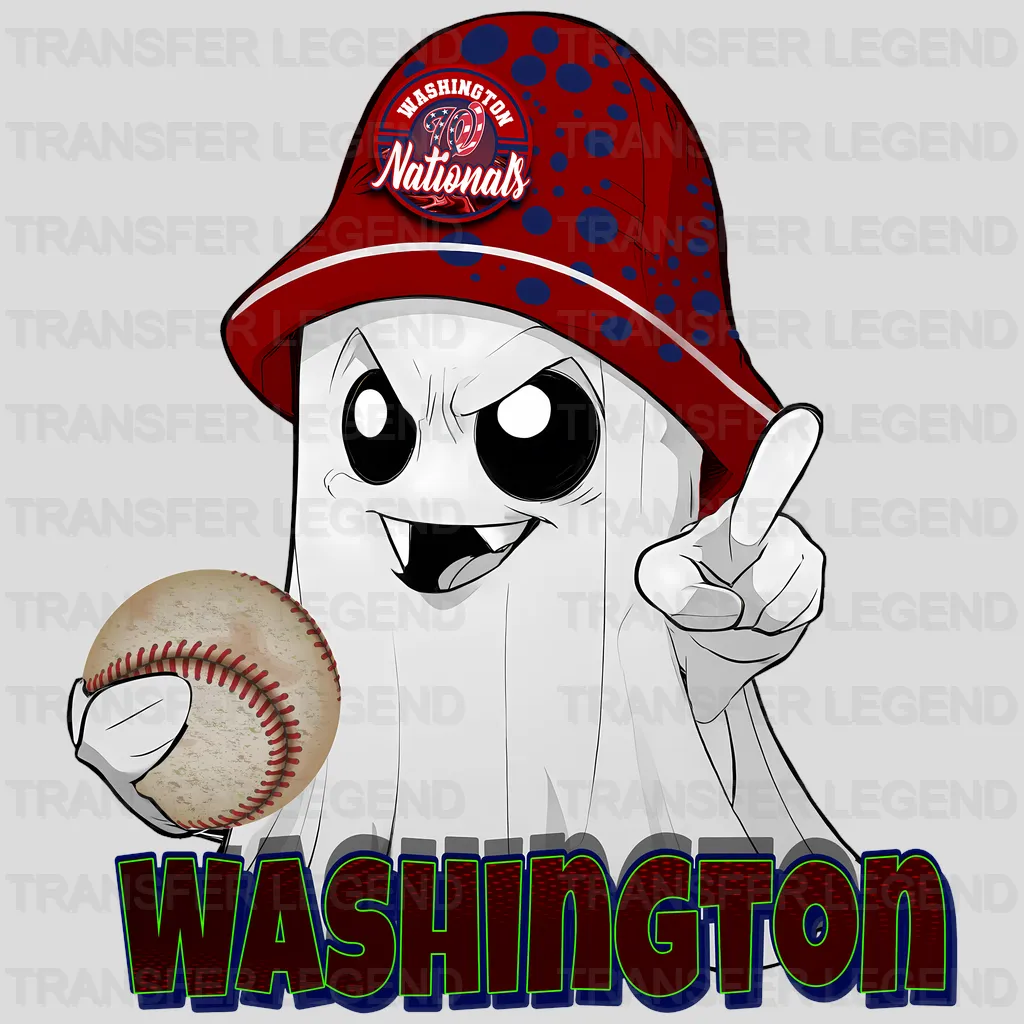 Washington Nationals MLB Cute Ghost With Hat Halloween - DTF Iron On Transfer
