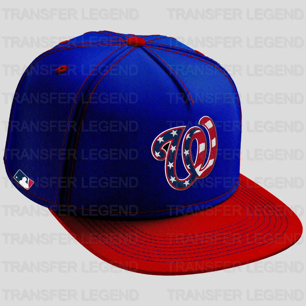 Washington Nationals MLB Realistic Blue Cap Hat Mockup - DTF Iron On Transfer