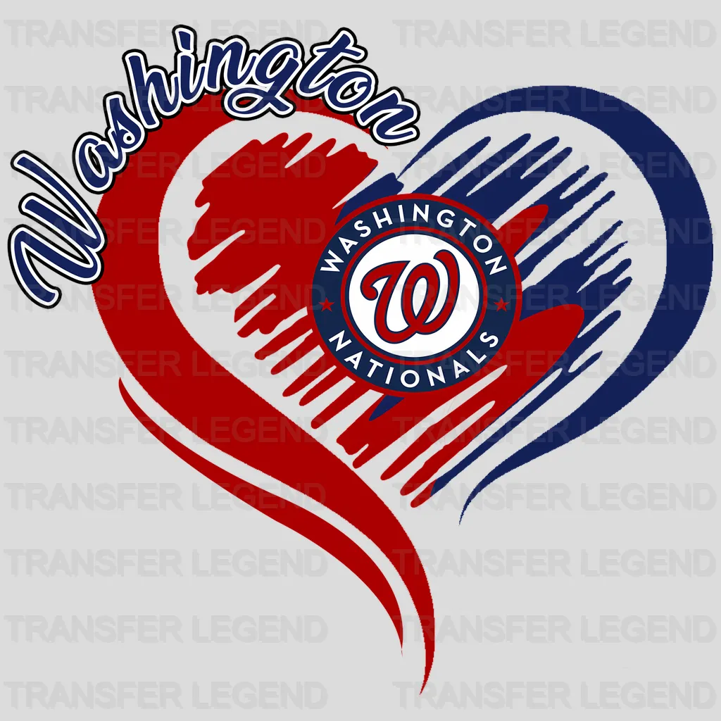 Washington Nationals MLB Swirl Heart Shape Artistic Logo - DTF Iron On Transfer
