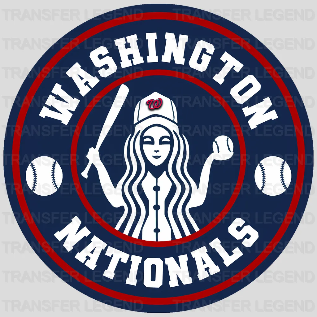 Washington Nationals MLB Circle Badge Girl Silhouette Logo - DTF Iron On Transfer