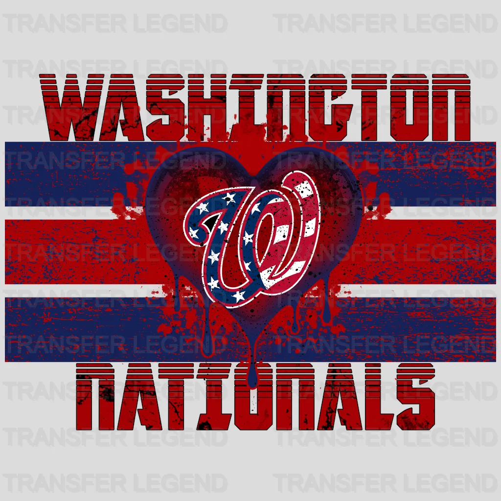 Washington Nationals MLB Distressed Flag Heart Shape - DTF Iron On Transfer