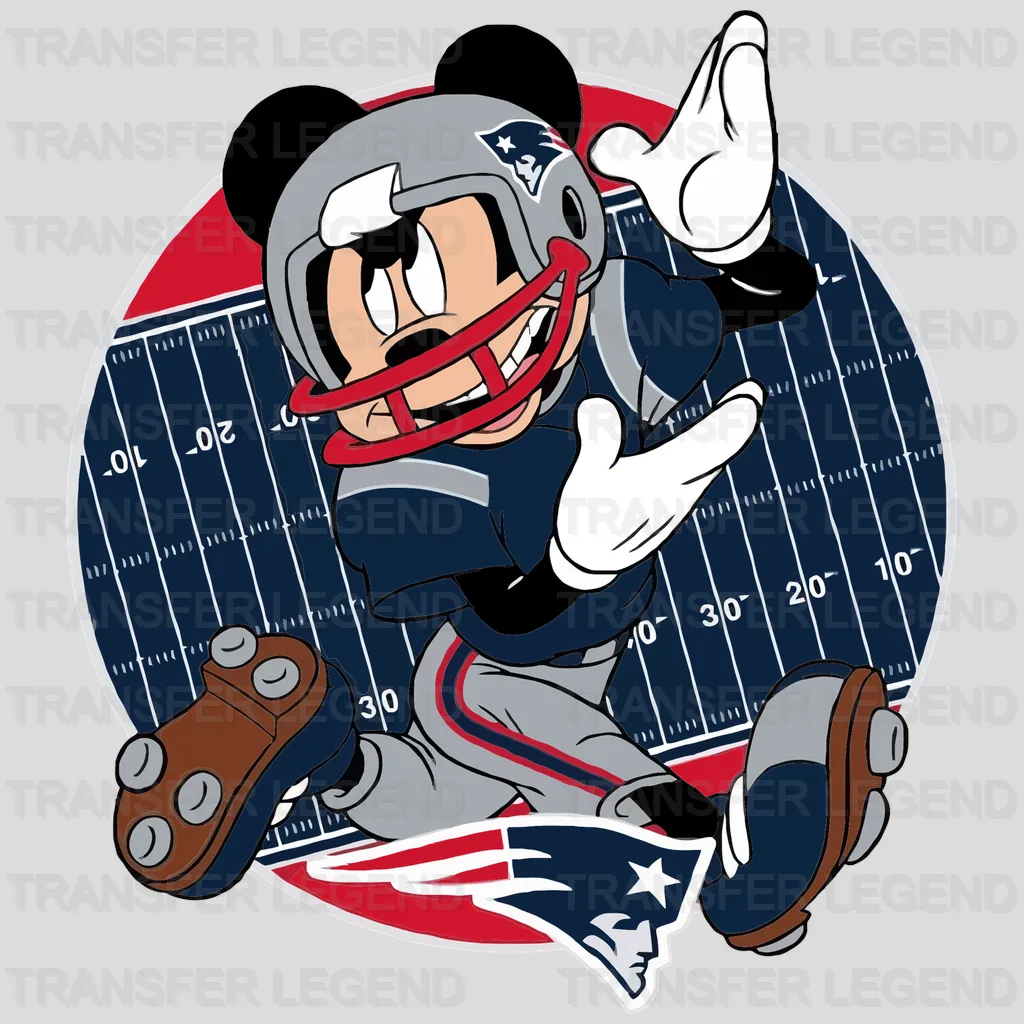 New England Patriots animated running mascot with helmet, NFL design - DTF Heat Transfer