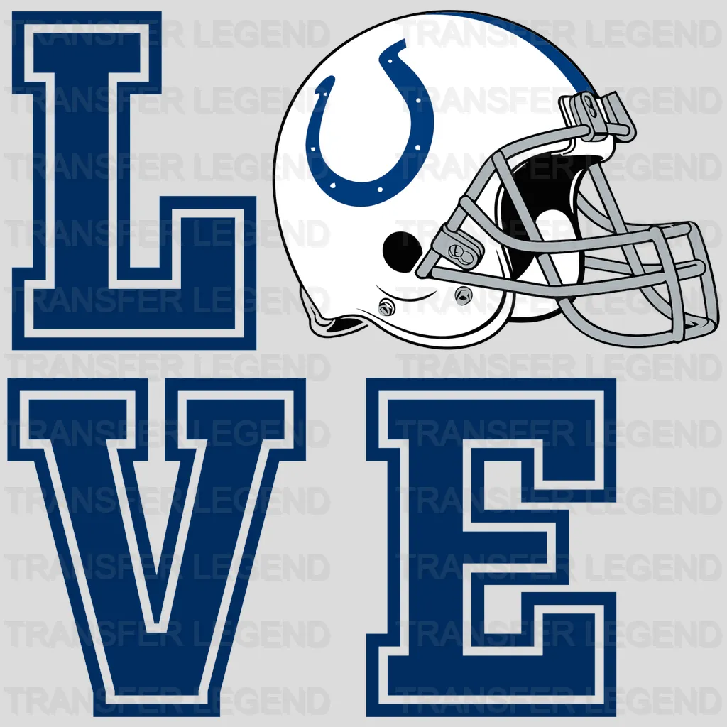 Indianapolis Colts LOVE Vertical Wordmark with Helmet NFL Design - DTF