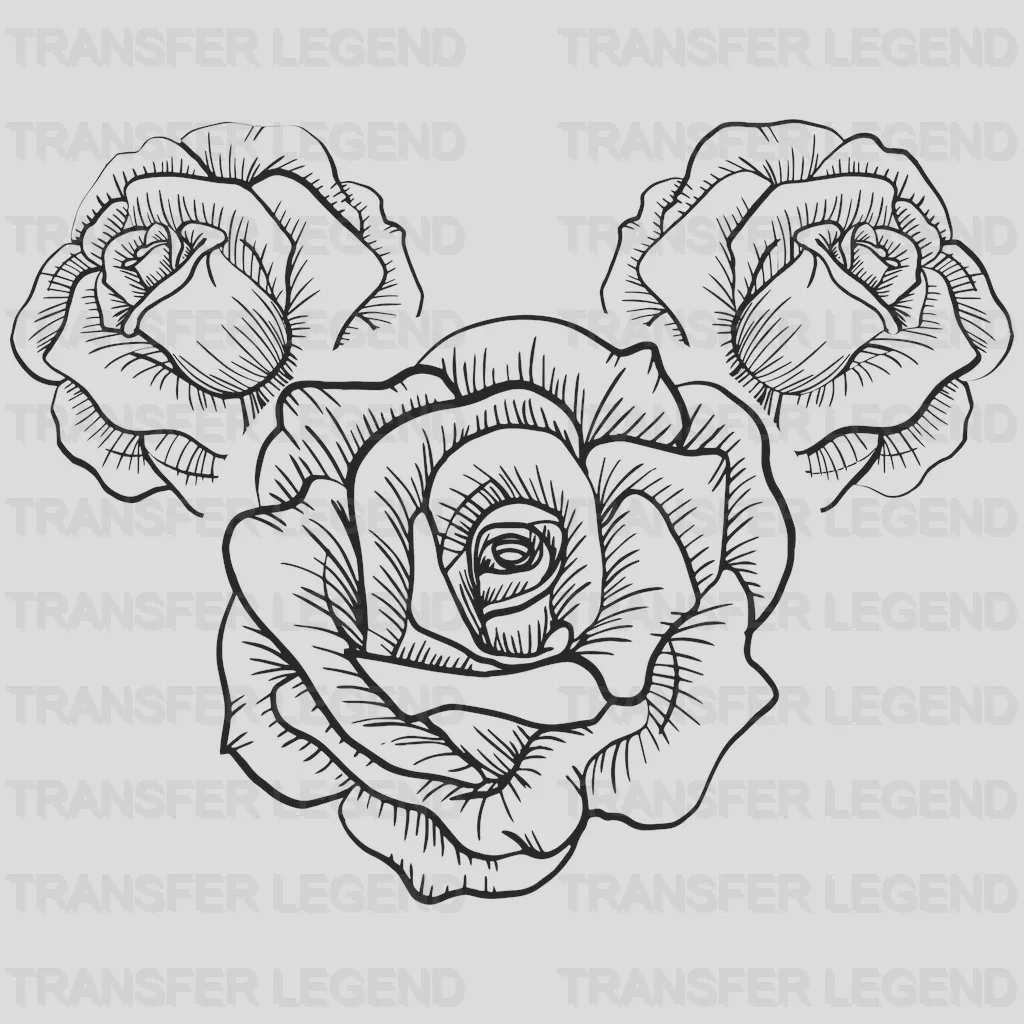Floral Head Roses Design - DTF heat transfer - transferlegend