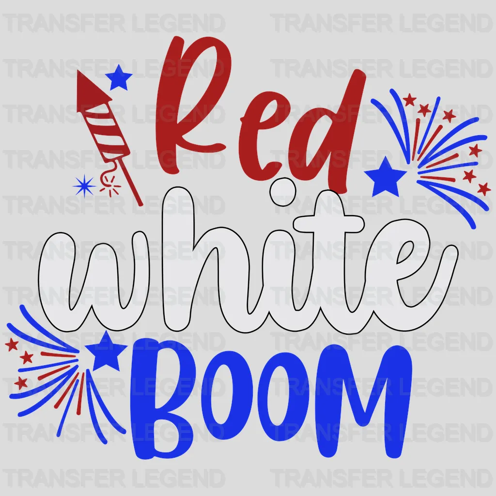 Red White Boom DTF Transfer - transferlegend
