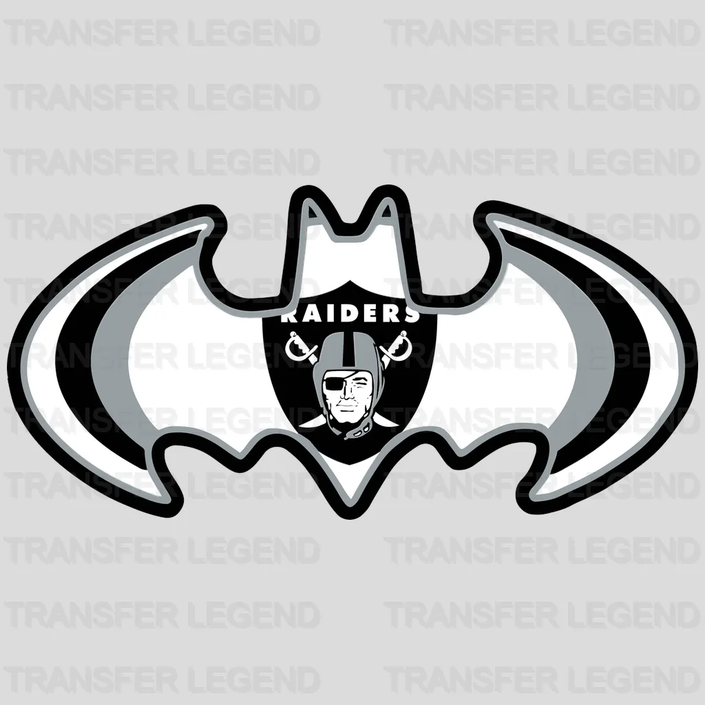 Las Vegas Raiders Batman-style bat emblem fused with team shield, NFL design - DTF Heat Transfer